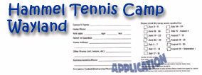 Hammel Tennis Camp Application