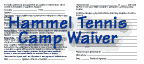 Hammel Tennis Camp Waiver